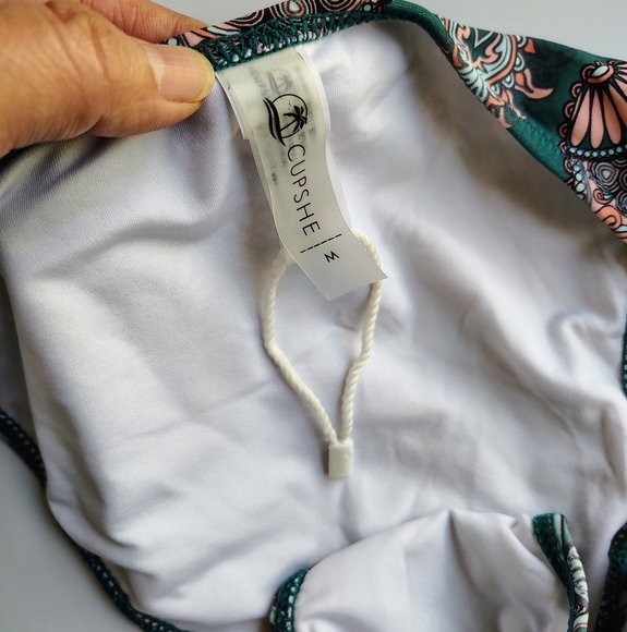 NWOT Cupshe Floral Mandala Strappy Bikini Bottom - Green Full Stretch sz M. - Picture 7 of 12